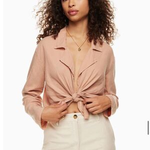 Aritzia Wilfred Free Aperitif Linen Top Pink Women's‎ S